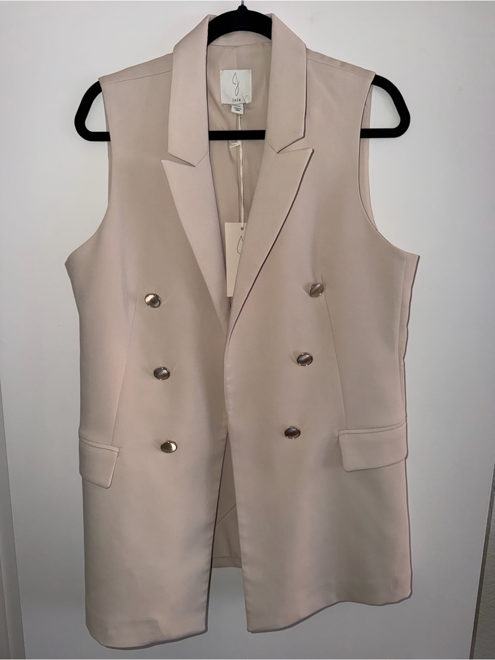 Double-Breasted Women's Blazer Vest in Light Blush/Cream